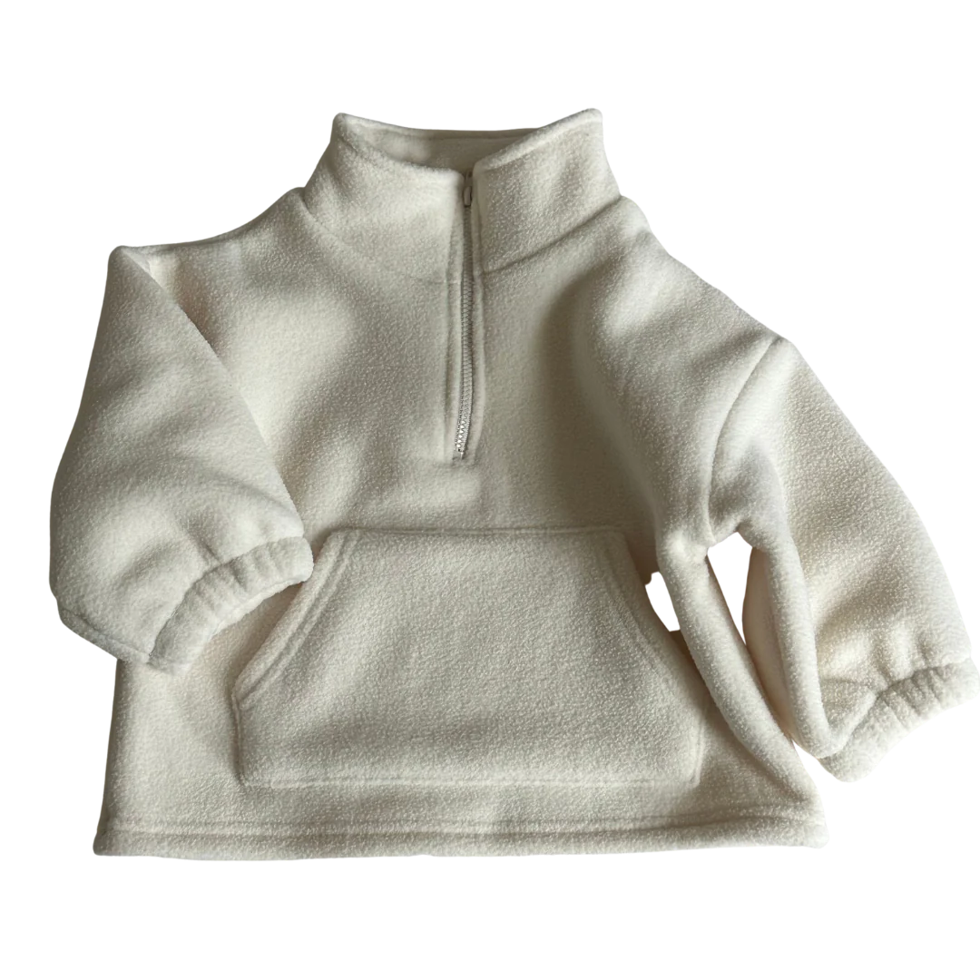 FLEECED ZIP UP - IVORY