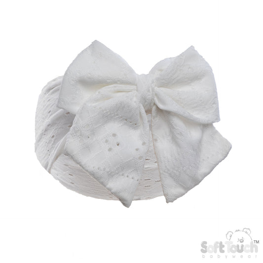 White Perforated Bow Headband