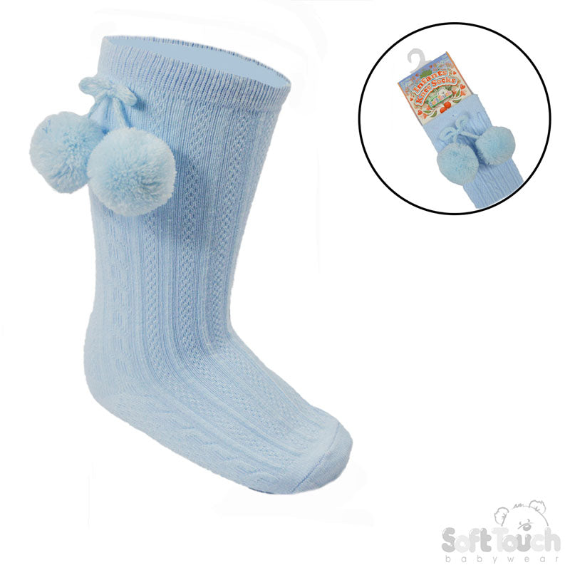 Baby Blue Knee High POMPOM