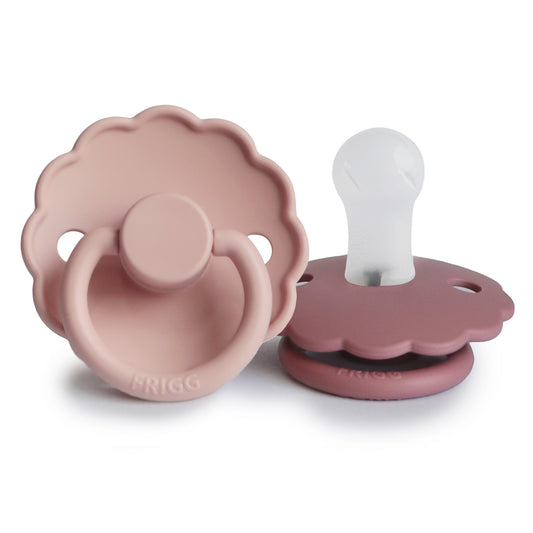 FRIGG Daisy - Round Silicone 2-Pack Dummies - Blush/Dusty Pink - Size 1